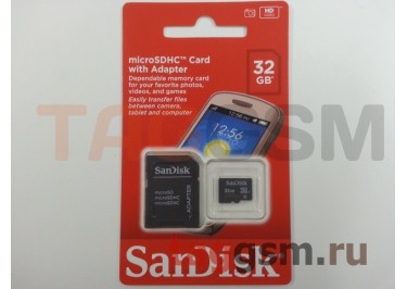 Micro SD 32Gb SanDisk Class 4 с адаптером SD