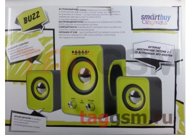 Колонки мультимедийные SmartBuy BUZZ, MP3, пульт ДУ, черн / желт (SBA-2610)