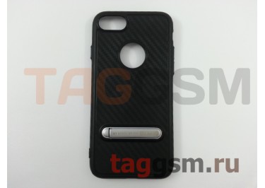Задняя накладка для iPhone 7 / 8 (4.7") (силикон, матовая, с подставкой, черная (Gridchic case)) Remax