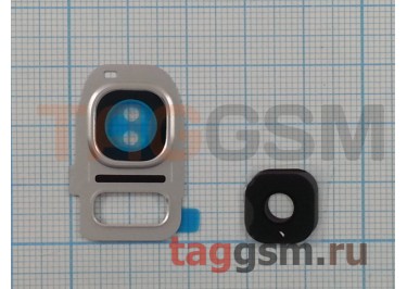 Стекло задней камеры для Samsung G935 Galaxy S7 Edge (серебро), ориг