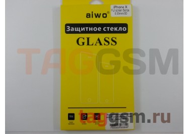 Пленка / стекло на дисплей для iPhone X (Gorilla Glass) 3D (белый) Aiwo