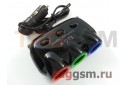 Разветвитель на 3 прикуривателя + 2 USB 1000mAh со шнуром (чёрный) (D-21)