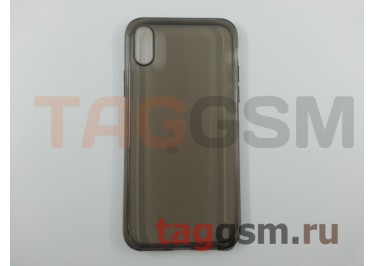 Задняя накладка для iPhone X / XS (силикон, ультратонкая, черная) Fashion