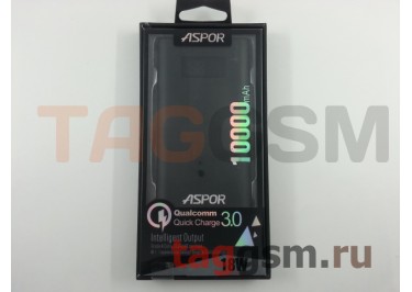 Портативное зарядное устройство (Power Bank) (Aspor Q388, быстрая зарядка 9V 2A, 2USB выхода 2400mAh  /  3000mAh) Емкость 10000mAh (черный)