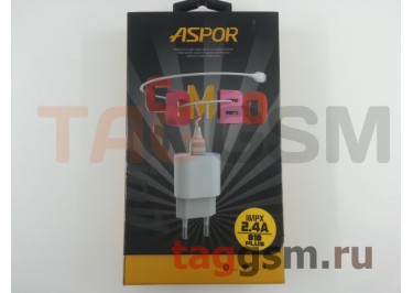 Сетевое зарядное устройство USB 2400mA + кабель USB - Lightning (A818 Plus) ASPOR