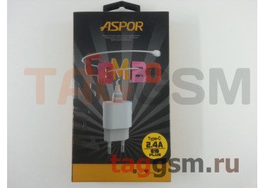 Сетевое зарядное устройство USB 2400mA + кабель USB - Type-C (A818 Plus) ASPOR