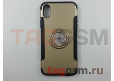 Задняя накладка для iPhone X / XS (золото) с кольцом 360°