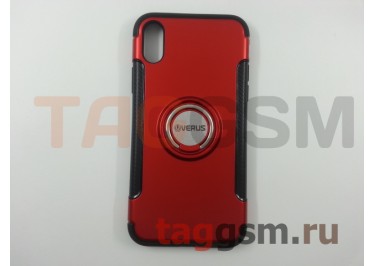 Задняя накладка для iPhone X / XS (красная) с кольцом 360°