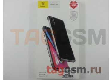 Задняя накладка для iPhone X / XS (силикон, прозрачная, черная (Armor Case)) Baseus