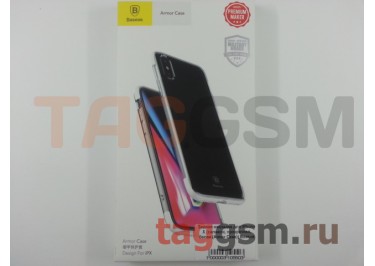 Задняя накладка для iPhone X / XS (силикон, прозрачная, белая (Armor Case)) Baseus