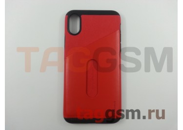 Задняя накладка для iPhone X / XS (красная (Card Pocket Case)) Baseus