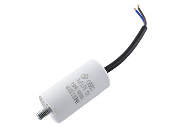 CBB60 Пусковой конденсатор 3мкФ 450В с проводом и с винтовым креплением (31х60мм)