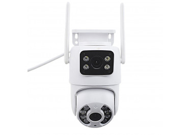 IP видеокамера Q31 поворотная Wi-Fi / Ethernet, 3Мп+3Мп (2304х1296), поддержка MicroSD / SDHC / SDXC-карта (128 ГБ), поворот по горизонтали 355° по вертикали 90°, с микрофоном, двусторонняя связь, iCsee, уличная