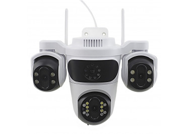IP видеокамера F2-3 Z00M поворотная Wi-Fi / Ethernet, 3Мп+1Мп+1Мп (2304х1296), поддержка MicroSD / SDHC / SDXC-карта (128 ГБ), поворот по горизонтали 355° по вертикали 90°, с микрофоном, двусторонняя связь, iCsee, уличная