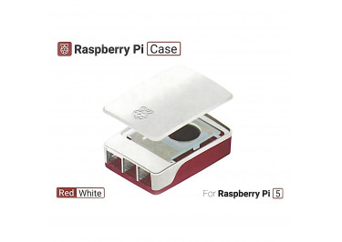 Raspberry Pi 5 корпус пластиковый с кулером и радиатором белый / красный