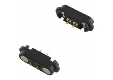 Разъем магнитный подпружиненный Pogopin 2 конт. шаг 2,54мм 12В 2А комплект MF
