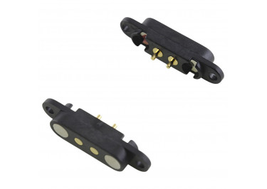 Разъем магнитный подпружиненный Pogopin 2 конт. шаг 2,54мм 12В 2А комплект MF с фланцем