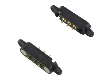 Разъем магнитный подпружиненный Pogopin 3 конт. шаг 2,54мм 12В 2А комплект MF с фланцем