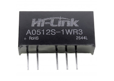 A0512S-1WR3 Модуль DC-DC преобразователь с гальванической развязкой Uвх=5В Uвых=±12В Pвых=1Вт