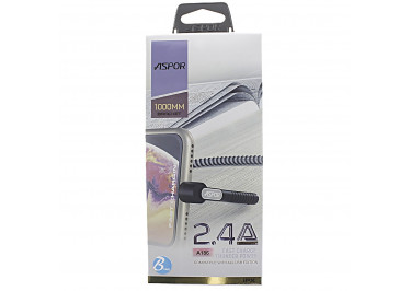 Кабель USB - Lightning для iPhone / iPad / iPod (A186) ASPOR (1м) (черный / синий)