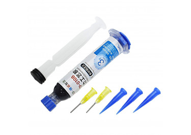 Клей JCID TP-010B быстросохнущий,антикоррозийный,высокотемпературный для проклейки тачскринов / рамок / задних крышек (10мл) черный