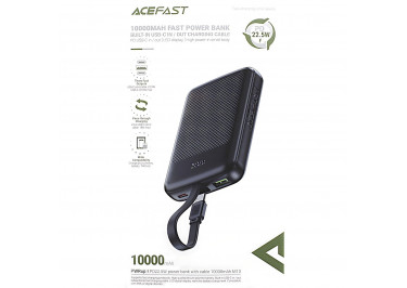 Портативное зарядное устройство (Power Bank) (ACEFAST M13) (PD22.5W, Type-C выход) Емкость 10000mAh (черный)