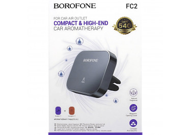 Автомобильный ароматизатор (на вентиляционную панель, 2 наполнителя, серый) Borofone FC2