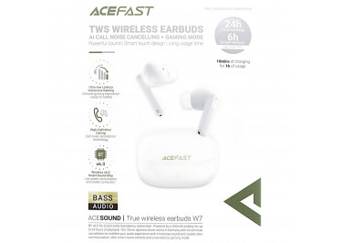 Беспроводные наушники (Bluetooth) (белый) ACEFAST (W7)