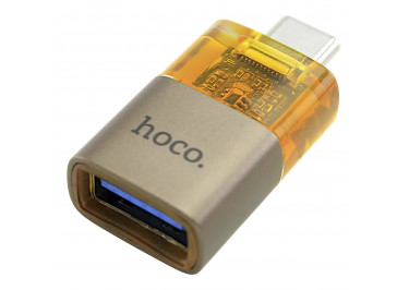Переходник Type-C - USB (OTG) (золото, прозрачный) HOCO UA36B
