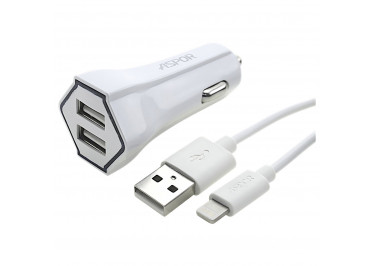 Автомобильное зарядное устройство 2USB + USB - Lightning 2400mA (A901) ASPOR