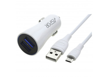 Автомобильное зарядное устройство 2USB + microUSB 2400mA (A902C) ASPOR