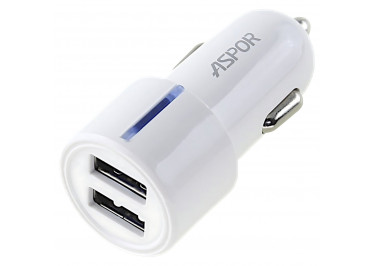 Автомобильное зарядное устройство USB 2400mA 2 выхода USB, (A905) ASPOR