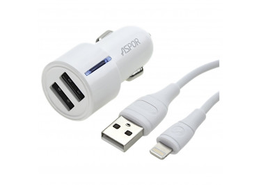 Автомобильное зарядное устройство 2USB + USB - Lightning 2400mA (A905) ASPOR