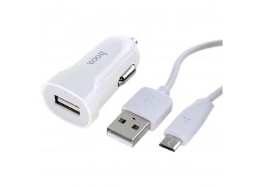 Блок питания (авто) (USB) 1500mA + кабель USB - micro USB (в коробке) (белый), (Z2) HOCO