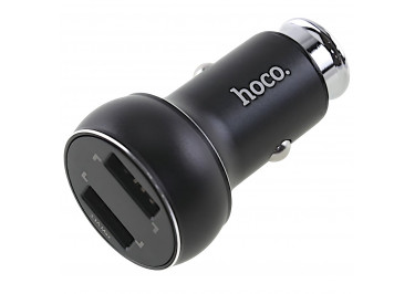 Блок питания (авто) на 2 порта USB с дисплеем, 3100mA  (в коробке) (черный), (Z22) HOCO