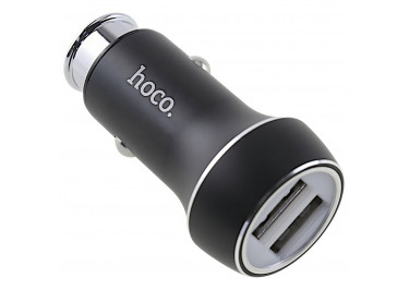 Блок питания (авто) на 2 порта USB 2400mA (черный) (Z7) HOCO