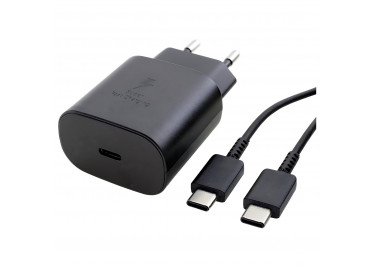 Блок питания (сеть) (Type-C) 3000mA (25W) 2в1 USB-PD (Type C) 3.0 + кабель USB Type-C - USB Type C (EP-TA800) для Samsung, черный