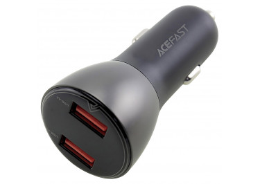 Блок питания (авто) на 2 порта (USB-A+USB-A), 45W PD3.0 (быстрая зарядка), с дисплеем (в коробке) (черный), ACEFAST (B7)