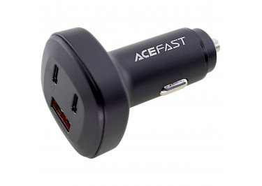 Блок питания (авто) на 3 порта (USB-A+USB-C+USB-C), 66W PD3.0 (быстрая зарядка) (в коробке) (черный), ACEFAST (B3)