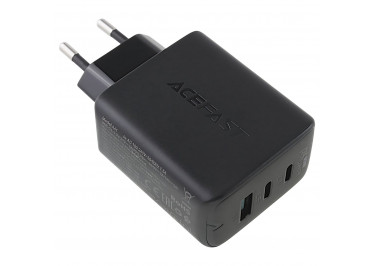 Блок питания (сеть) (Type-C) PD65W 3USB (GaN USB-C+USB-C+USB-A) (черный), ACEFAST (A41)