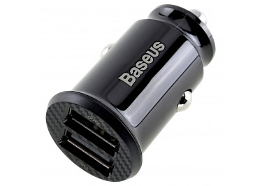 Блок питания (авто) на 2 порта (Grain Car Charger, 2USB, 3.1A, 5V) (C8-K / CCALL-ML01) черный, Baseus