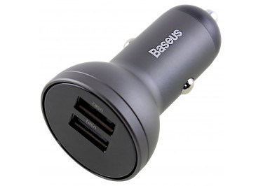 Блок питания (авто) на 2 порта (Digital Display 2USB, 4.8A, 24W, 5V) (CCBX-0G / VCBXA-S) серый, Baseus