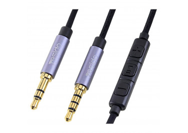 Аудио-кабель AUX 3.5mm (1,2м) (регулировка громкости, черный) Yesido YAU30