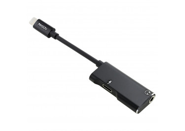 Переходник Lightning - 3,5mm(f), зарядка Lightning (черный) Yesido YAU-11