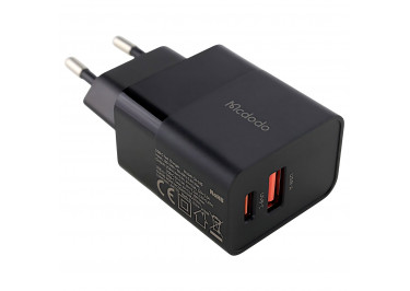Блок питания (сеть) (Type-C) PD20W Fast Charger (USB-C+USB-A) (черный) (CH-1951) Mcdodo
