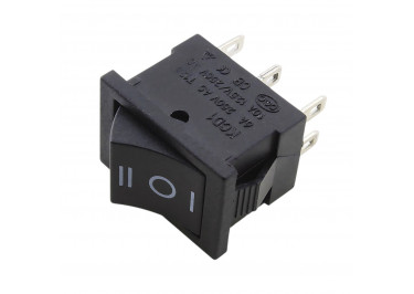 KCD1-203-1-C6-B / 6P Переключатель на панель черный ON-OFF-ON DPDT 250В 6А (19,2x13,2мм)