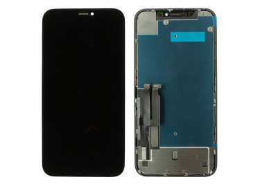 Дисплей для iPhone XR + тачскрин + задняя металлическая рамка (черный), In-Cell