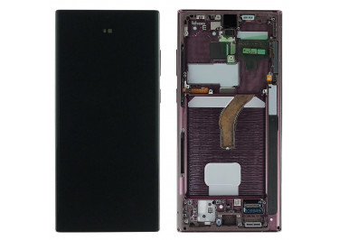 Дисплей для Samsung SM-S908 Galaxy S22 Ultra 5G + тачскрин + рамка (бордовый / бургунди), ОРИГ100%