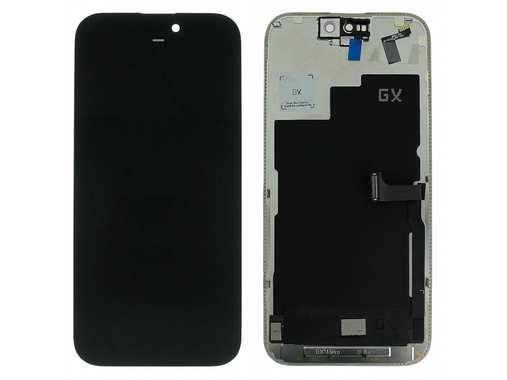 Дисплей для iPhone 15 Pro + тачскрин + рамка (черный), OLED GX