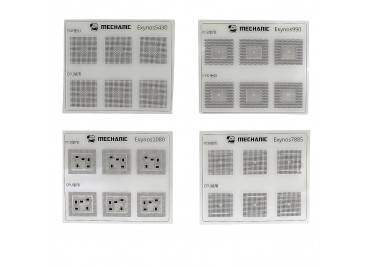 Набор трафаретов Mechanic COM80 (Samsung) для покрытия процессора защитным лаком (21шт) (Exynos980 / 990 / 1080 / 2100 / 2400 / 3470 / 3475 / 5430 / 7420 / 7570 / 7580 / 7880 / 7885 / 8890 / 8895-1703 / 9609 / 9611 / 9810 / 9815 / 9820 / 3830 XGO)